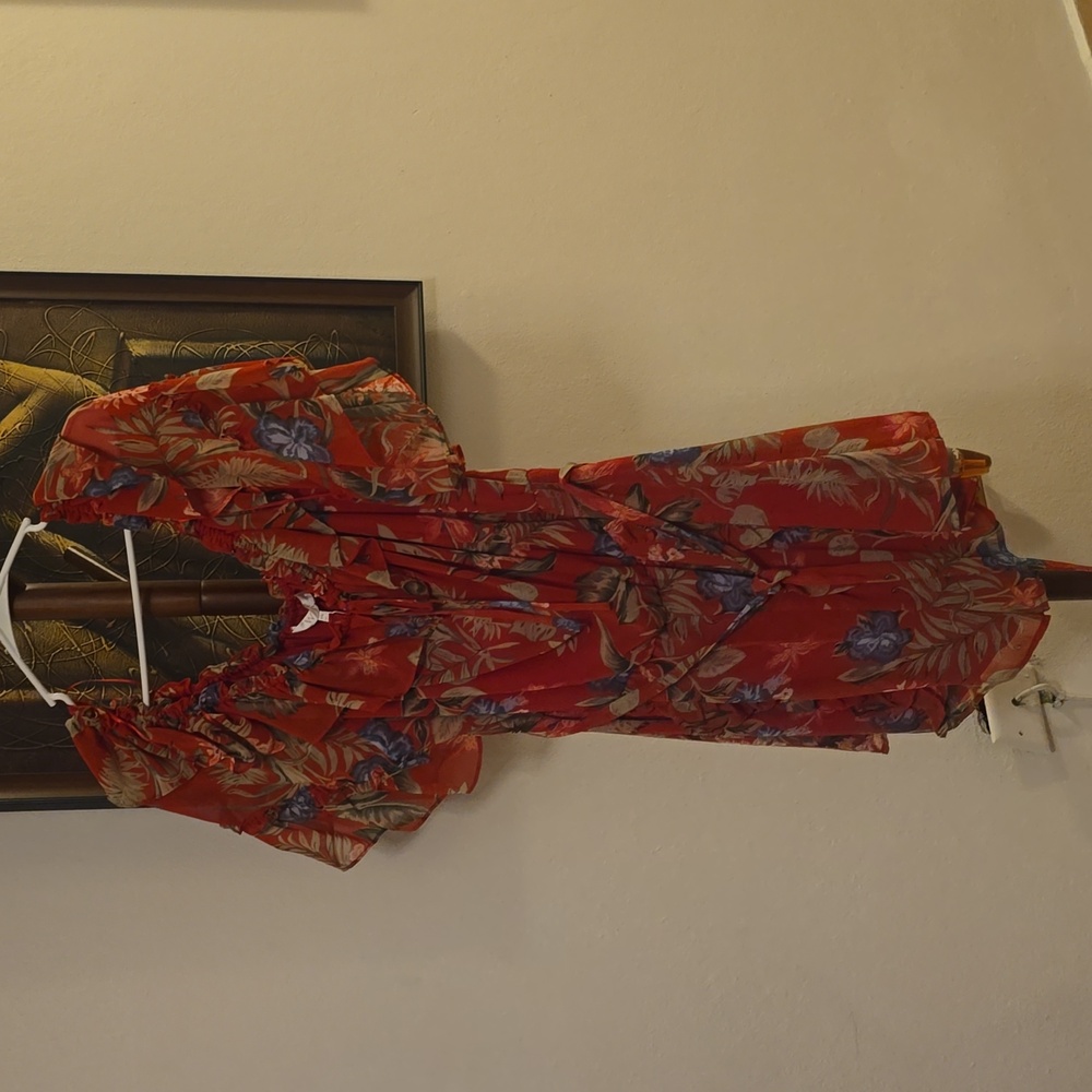 Red floral rumper New
